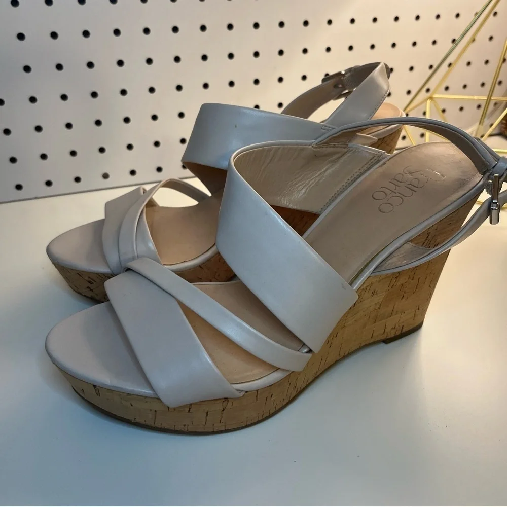 Franco Sarto Seneca Wedge Cork Heeled Sandal Slingback